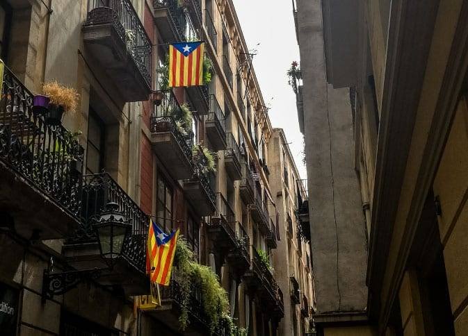 Catalan flag in Barcelona street