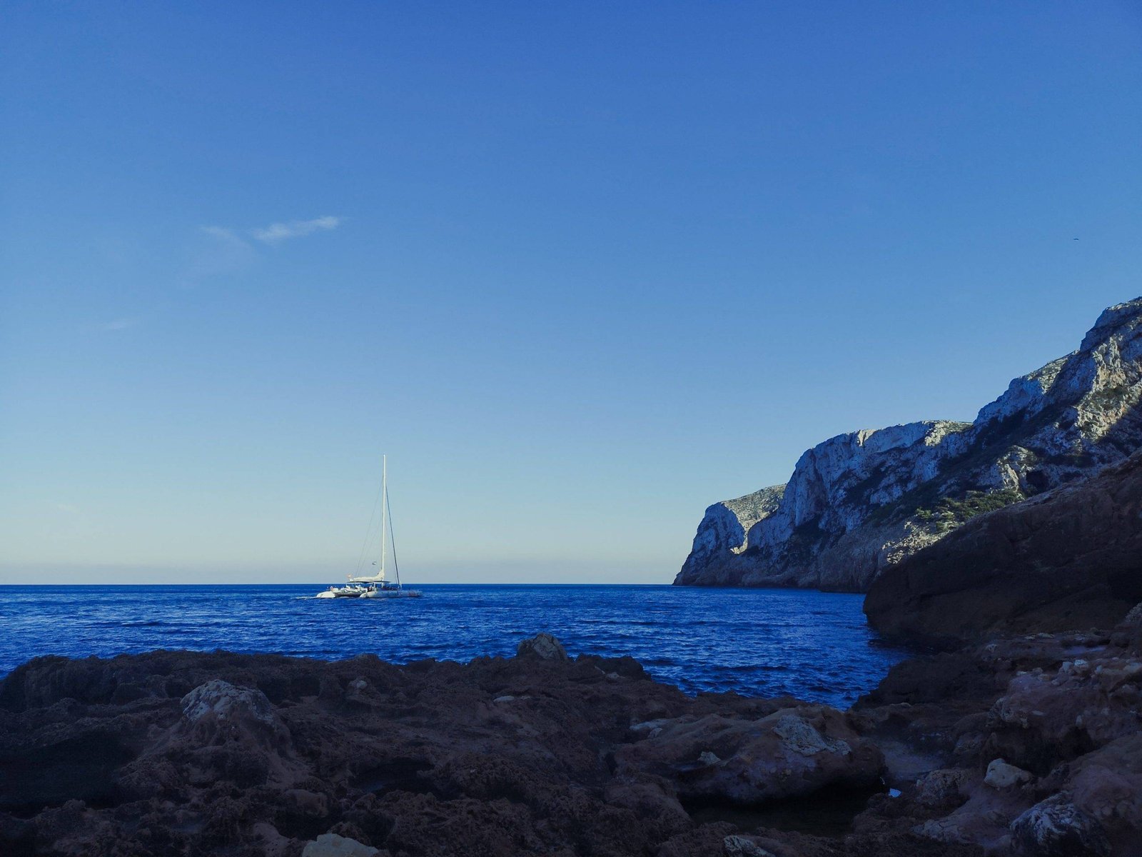 Boat on a tour near Montgo Natural Park in Costa Blanca, Spain