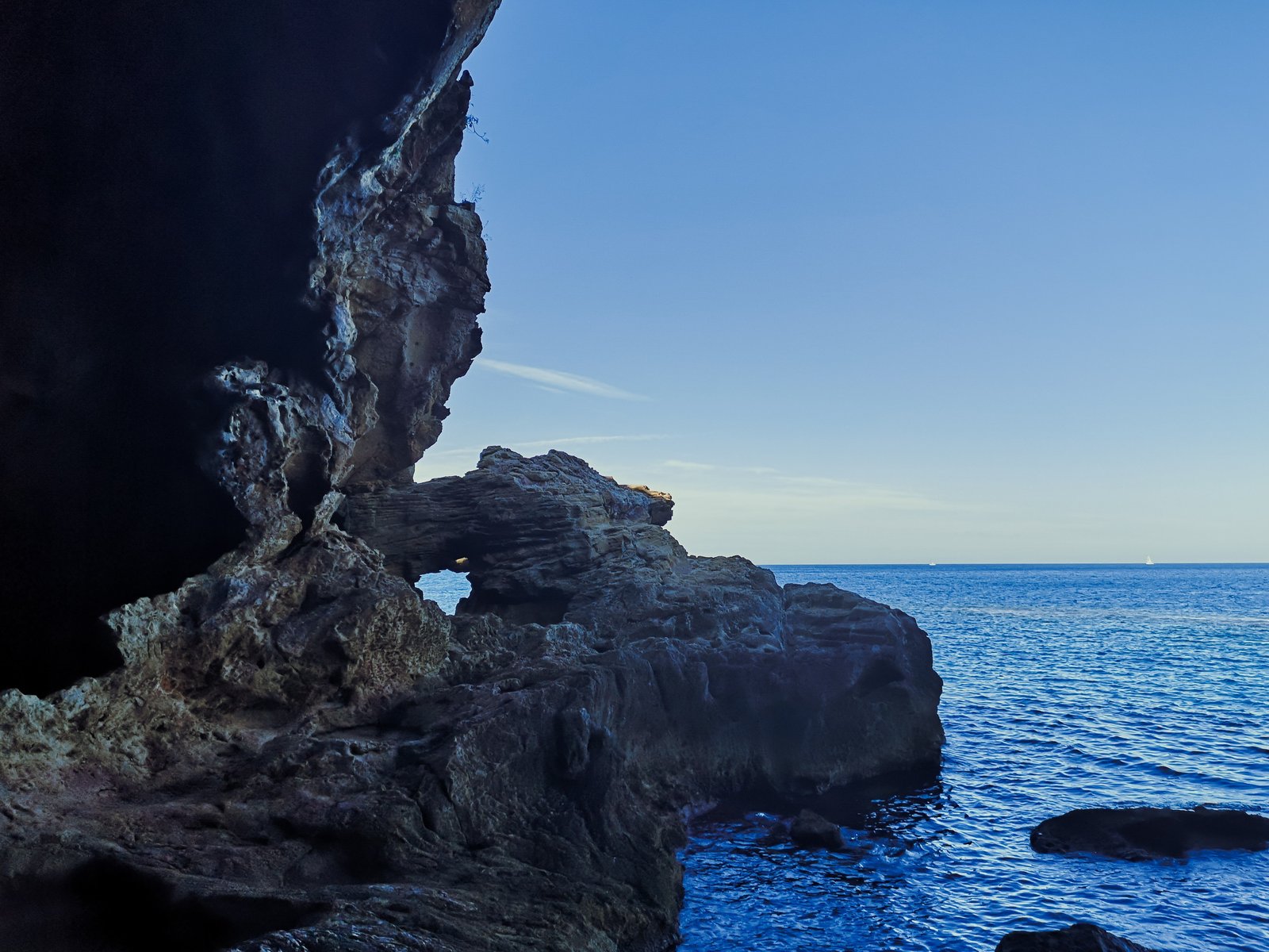 Sea front view from Cova Tallada in Costa Blanca, Spain