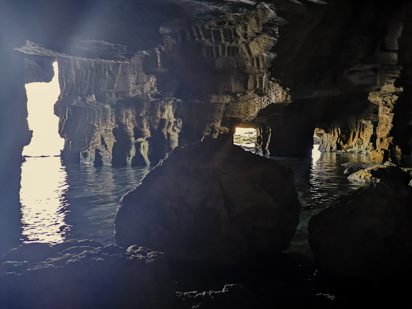 Arches to the sea in Cave Tallada, Costa Blanca, Spain