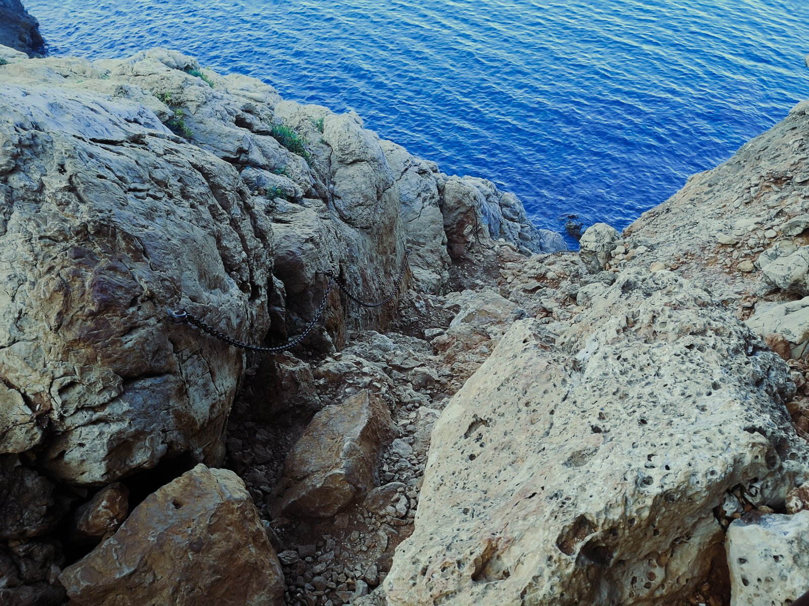 Stairs leading to Cova Tallada in Costa Blanca, Spain