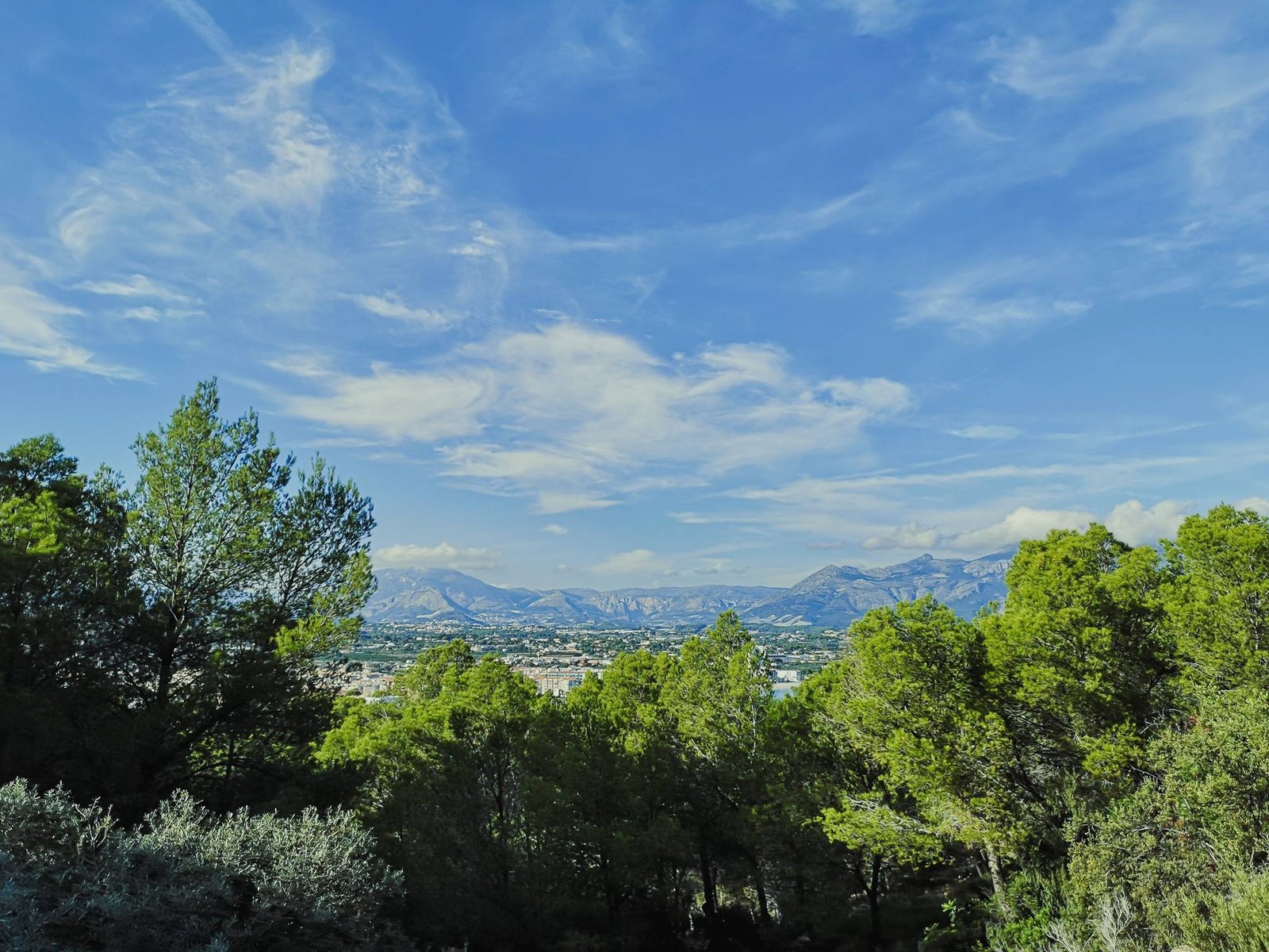 The first glimpse of Puig Campana on Camino del Faro, Spain