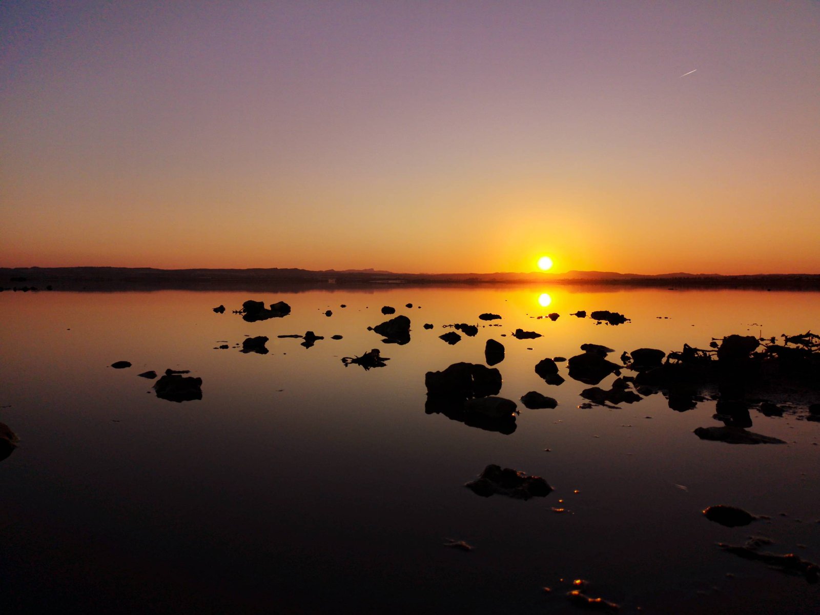 Sunset at Torrevieja Salt Lagoon in Costa Blanca, Spain