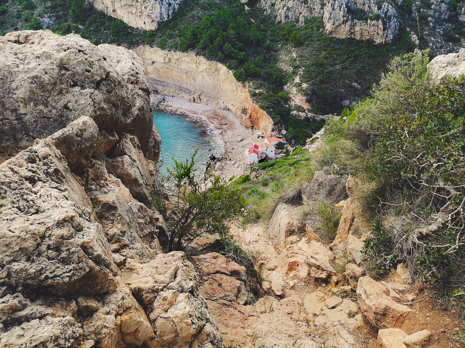 Steps to Calla Llebeig of benitachell in marina Alta, Spain