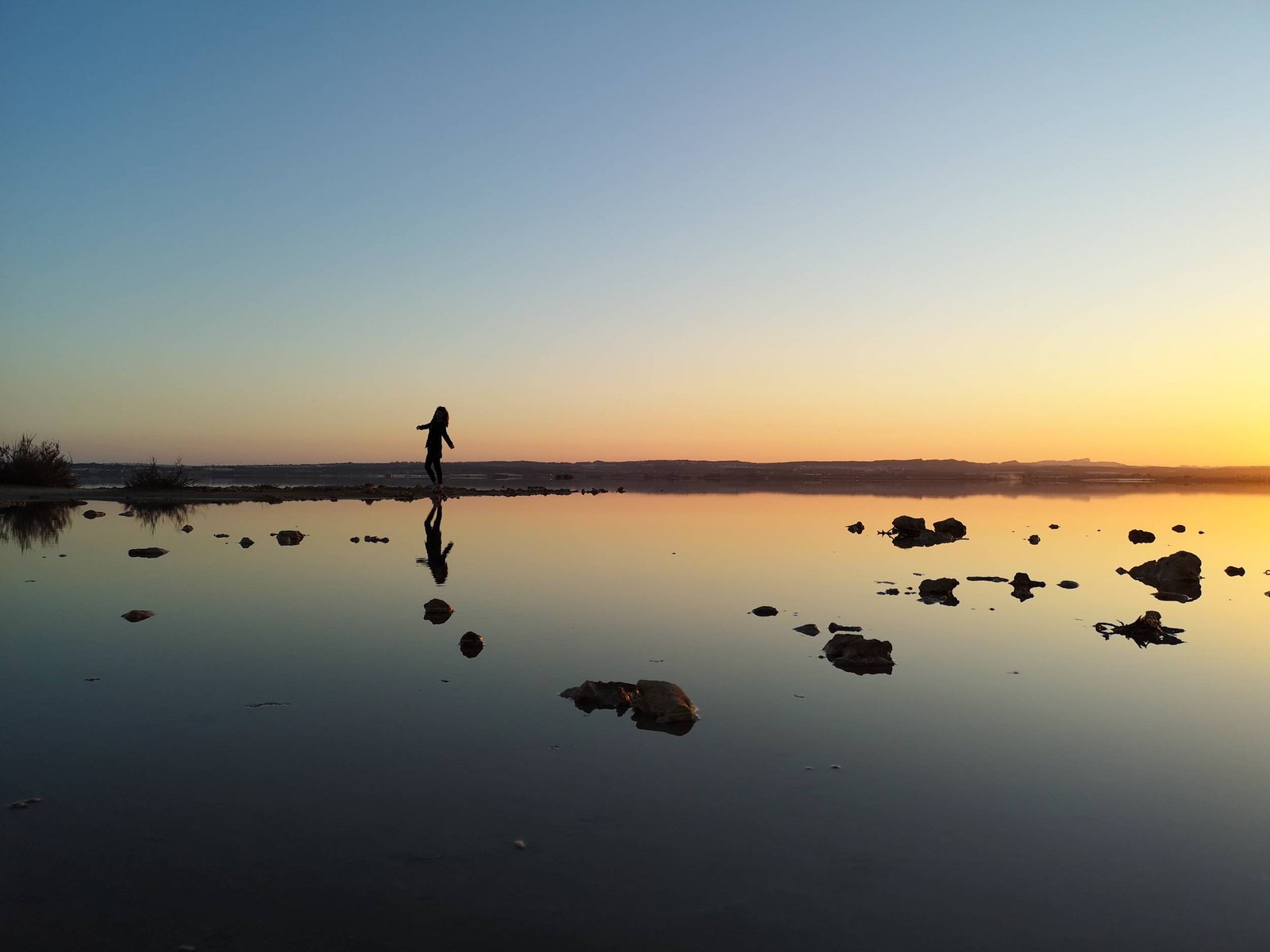 Sunset at Torrevieja Salt Lagoon in Costa Blanca, Spain