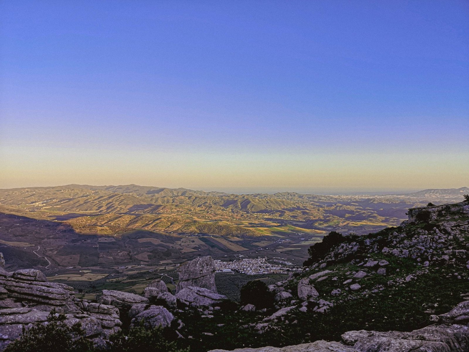 The view from Mirador de las Ventanillas, El Torcal de Antequera, Spain.