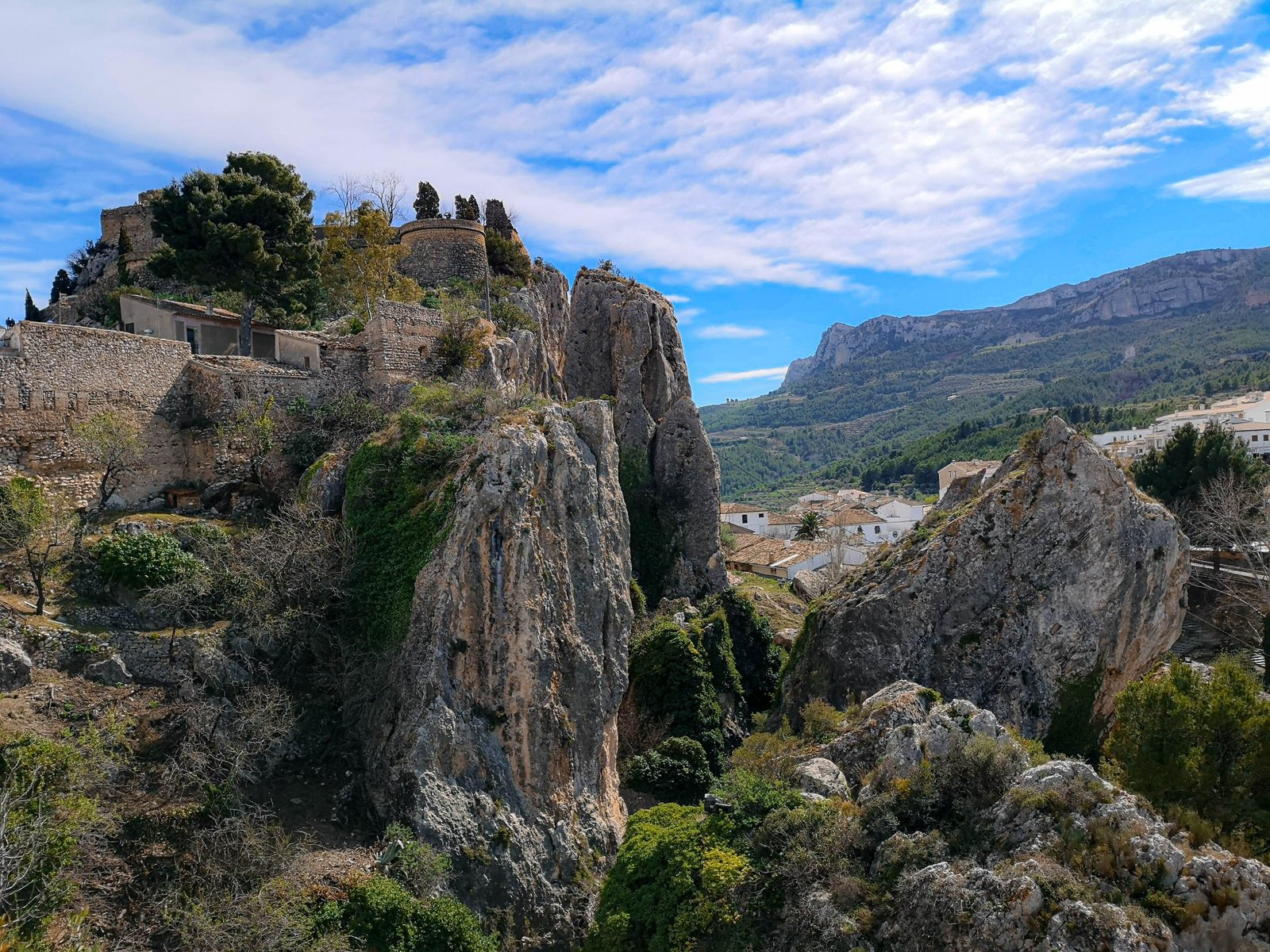 Guadalest castle on a tall rock, Spain