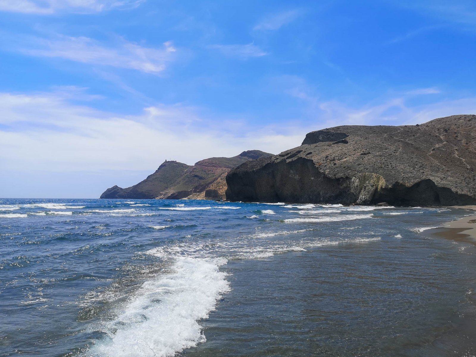 Cliffs and mountains by Playa de Monsul in Cabo de Gata, Spain