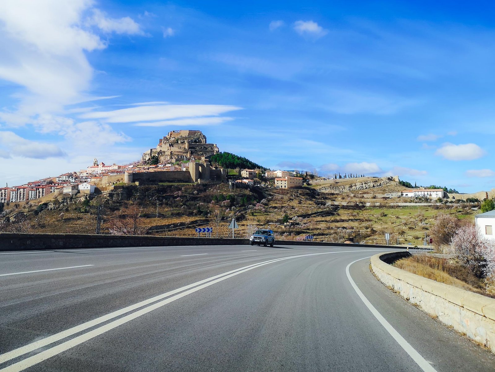 Morella castle from Zaragoza - Vinaros road