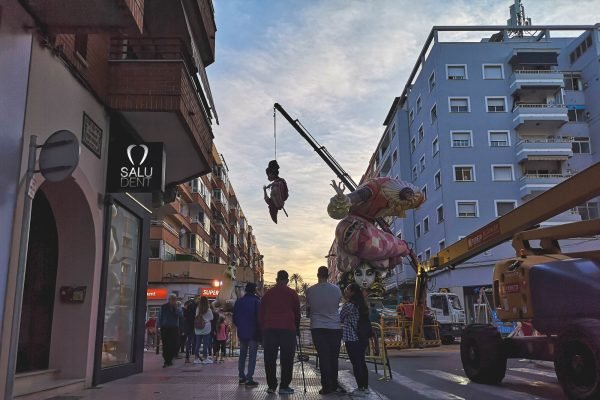 Construction of a falla in Denia 2023, Spain