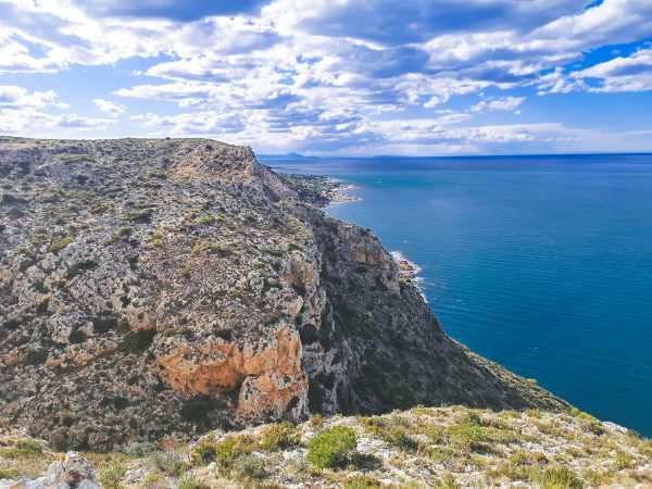 The view towards Denia from Mirador del Cuni in El Montgo Natural Park, Marina Alta, Spain