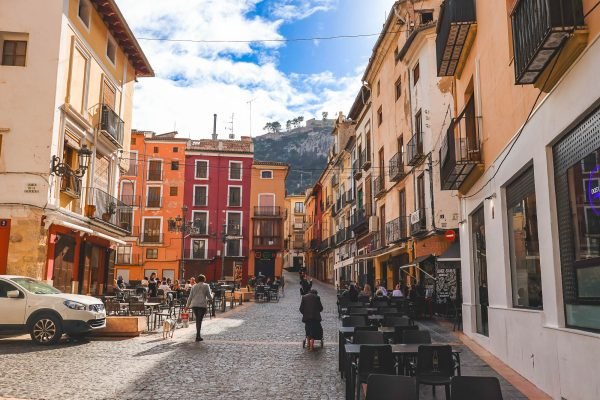 The Market Square and the Castle of Xàtiva, Valencia, Spain