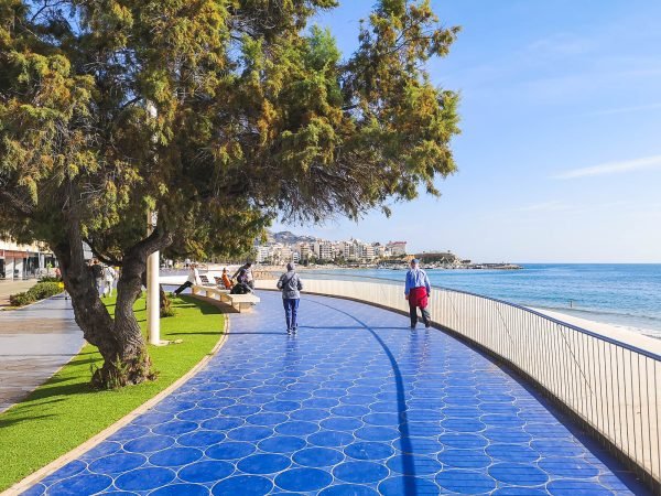 The promenade of Playa de Poniente in Benidorm, Spain